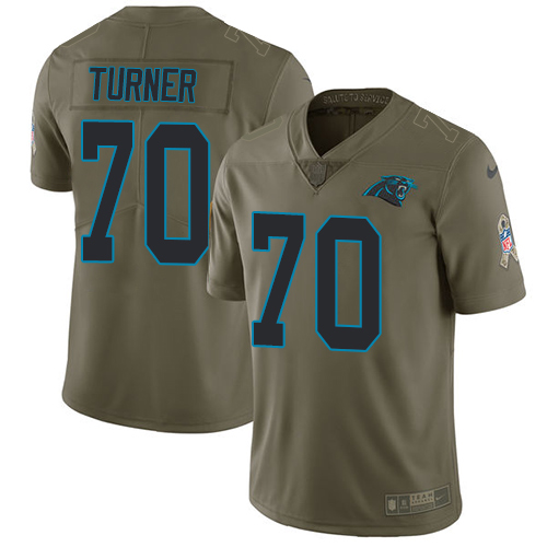 Nike Panthers #70 Trai Turner Olive Men's Stitched NFL Limited Salute To Service Jersey - Click Image to Close